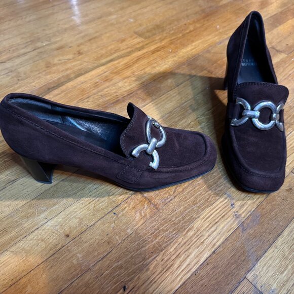 Stuart Weitzman Brown Suede Loafers with Medium Heel and Horsebit Size 8 - Picture 6 of 6